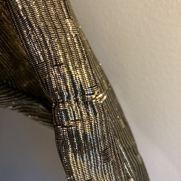 Vintage 1970s Disco Top Blouse Metallic Gold Medium Polka Dot NOS Deadstock - Picture 5 of 11